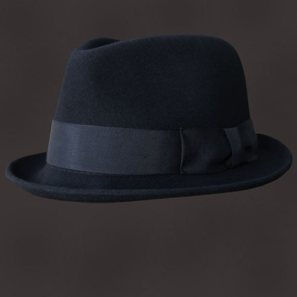 画像1: ウール フェドラ ハット（ブラック）/Wool Fedora Hat (Black) 