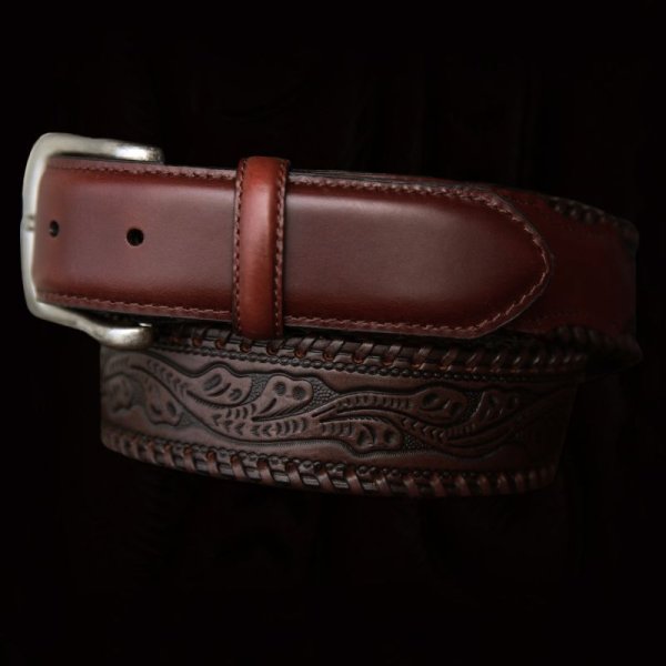 画像1: ローパー ウエスタン レザー ベルト（ブラウン）/Roper Western Leather Belt(Brown)
