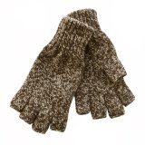 フィンガーレス ウールグローブ（ブラウン）/Fingerless Wool Gloves