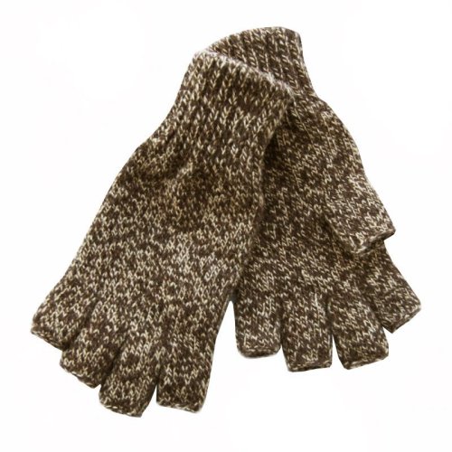 画像クリックで大きく確認できます　Click↓1: フィンガーレス ウールグローブ（ブラウン）/Fingerless Wool Gloves