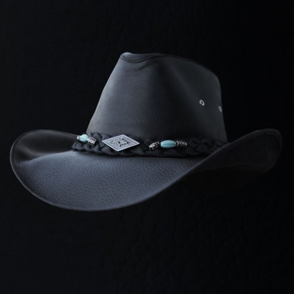 画像1: レザー ハット（ブラック）/Genuine Leather Hat(Black)