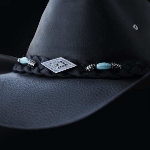 画像クリックで大きく確認できます　Click↓2: レザー ハット（ブラック）/Genuine Leather Hat(Black)