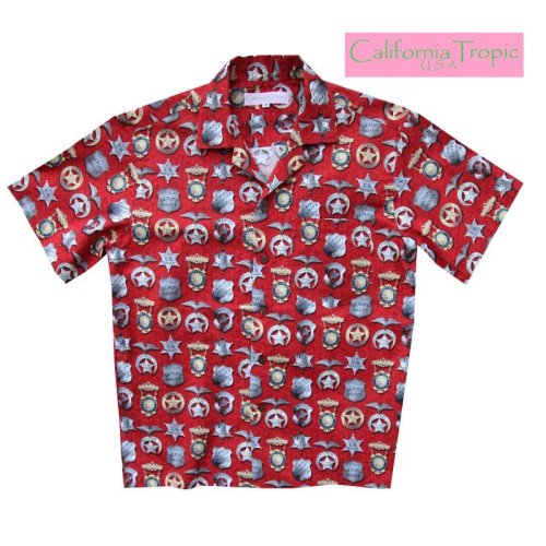 画像クリックで大きく確認できます　Click↓1: カリフォルニア トロピック USA キャンプシャツ（シェリフバッジ）/California Tropic Camp Shirt