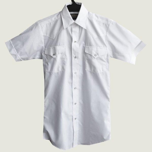 画像1: パンハンドルスリム ウエスタンシャツ（ホワイト・無地/半袖）/Panhandle Slim Short Sleeve Western Shirt