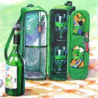 パーティー&ピクニック　デラックスワインキャリアー（ワイングラス付き・ブラック）/Deluxe Wine Carrier with Glasses(Black)