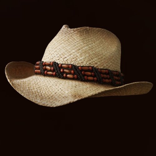 画像クリックで大きく確認できます　Click↓1: ウェスタン ストローハット ビーズ（ナチュラル）/Western Straw Hat