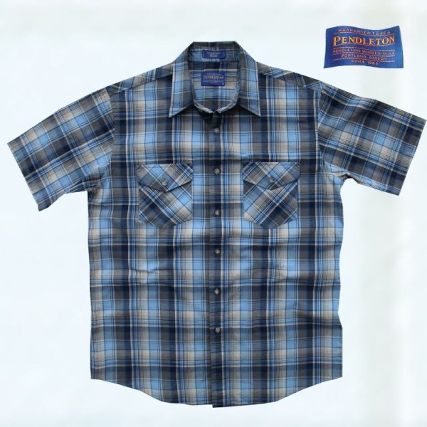画像1: ペンドルトン 半袖 シャツ（ブルー）L/Pendleton Short Sleeve Shirt