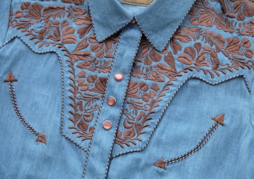 画像クリックで大きく確認できます　Click↓1: スカリー ウエスタン 刺繍 シャツ（キャップスリーブ/ライトブルー）/Scully Western Shirt(Women's)