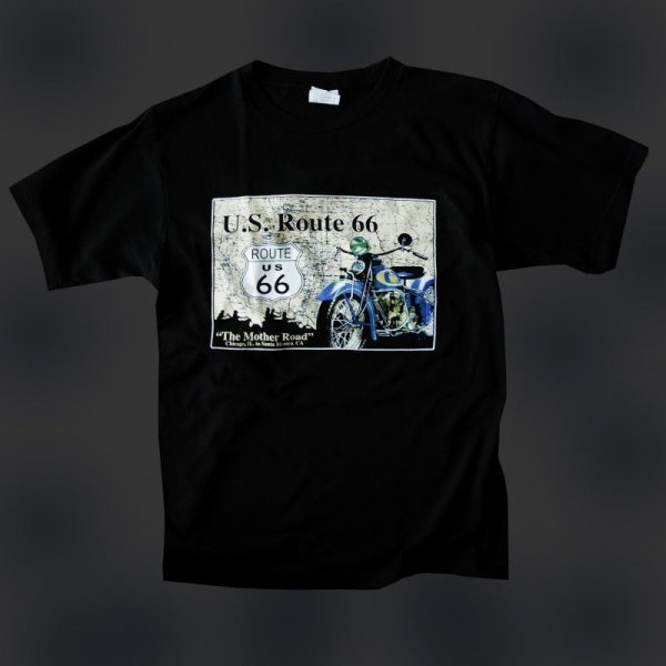 画像1: ルート66 半袖Tシャツ The Mother Road（ブラック）/U.S.Route66 T-shirt