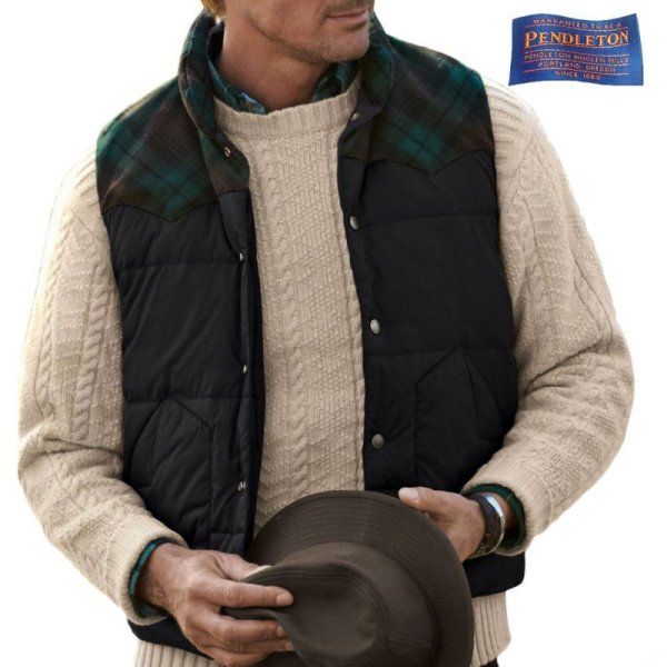 画像1: ペンドルトン レッドウッド ダウン ベスト ブラウンウォッチタータン/Pendleton Down Vest