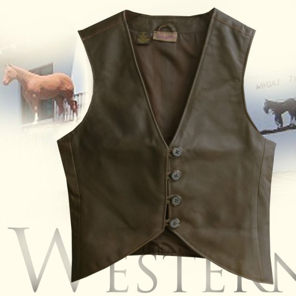 画像1: レディース レザーベスト（コーヒーブラウン）XS/Leather Vest(Women's)