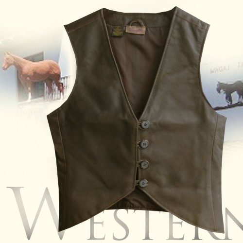 画像クリックで大きく確認できます　Click↓1: レディース レザーベスト（コーヒーブラウン）XS/Leather Vest(Women's)