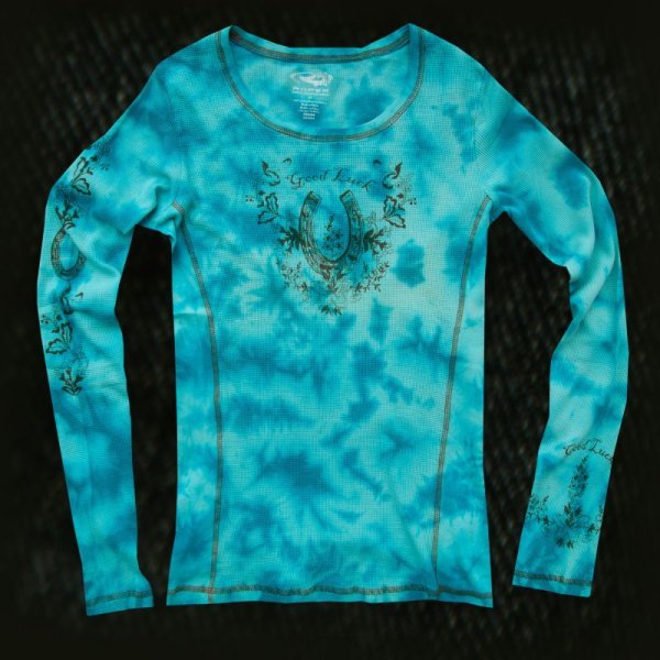 画像1: レディース ウエスタンTシャツ ターコイズブルー（長袖）/Women's Western T-shirt(Turquoise Blue)