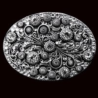 ノコナ ラインストーン フローラルスクロール ベルト バックル（クリスタルフィリグリー）/Nocona Belt Buckle