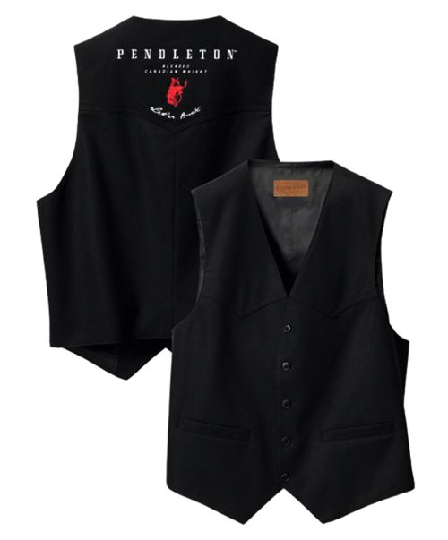 画像クリックで大きく確認できます　Click↓1: ペンドルトン ラウンドアップ ウール ウエスタン ベスト（ブラック）S/Pendleton Whisky Logo Wool Vest(Black)