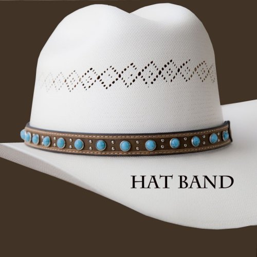 画像クリックで大きく確認できます　Click↓1: レザー ハットバンド （ブラウン・ターコイズ）/Hat Band (Brown Turq)