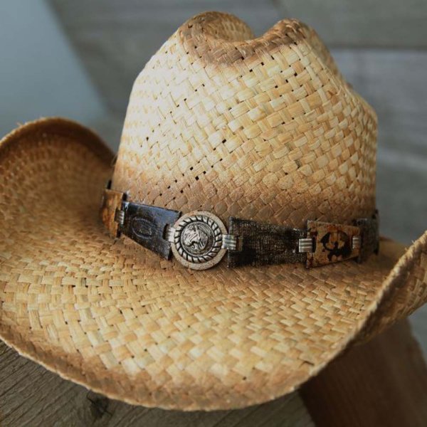画像1: リトル カウボーイ ストローハット・サイズ調整テープ70cmつき（キッズ・ナチュラル）/Lil Cowboy Straw Hat(Natural)
