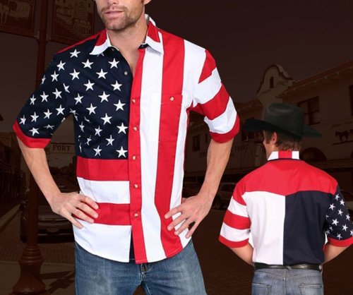 画像クリックで大きく確認できます　Click↓1: スカリー 星条旗・アメリカ国旗 シャツ（メンズ 半袖）/Scully Short Sleeve American Flag Shirt