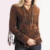 ステットソン レディース フリンジ レザー ジャケット（ブラウン）XS/Stetson Western Fringe Jacket(Brown)