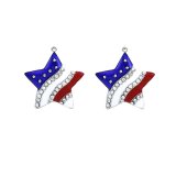 スター アメリカ国旗 ラインストーン イヤリング/Earrings