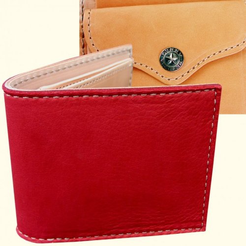 画像クリックで大きく確認できます　Click↓1: ファニー ビルフォード（U.Sディアスキン・レッド）/Funny Billfold U.S Deer Skin(Red)