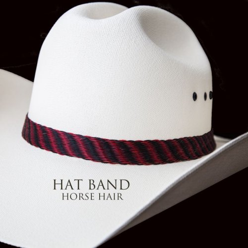 画像クリックで大きく確認できます　Click↓1: ホースヘアー ハット バンド（レッド ブラック・ナチュラル）/Horse Hair Hat Band