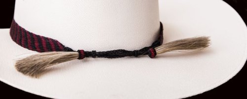 画像クリックで大きく確認できます　Click↓2: ホースヘアー ハット バンド（レッド ブラック・ナチュラル）/Horse Hair Hat Band