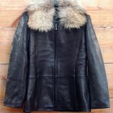 レザージャケット ナチュラルラクーンファー・シンサレート（レディース）/Leather Jacket with Raccoon Fur  