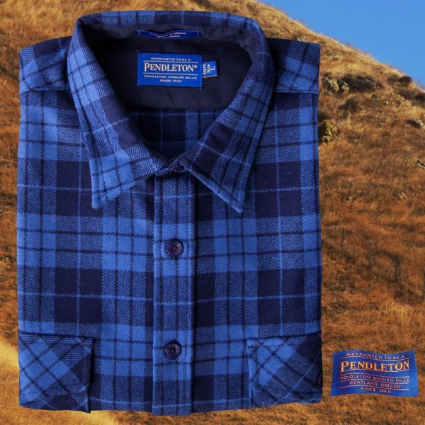 画像1: ペンドルトン ジャパンフィット アウトドアシャツ ブループラッド L（身幅約55cm）/Pendleton Outdoor Shirt Blue Plaid