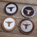 ウエスタン 牛毛皮 コースター（ステアーヘッド）/Cowhide Hair-on Coaster