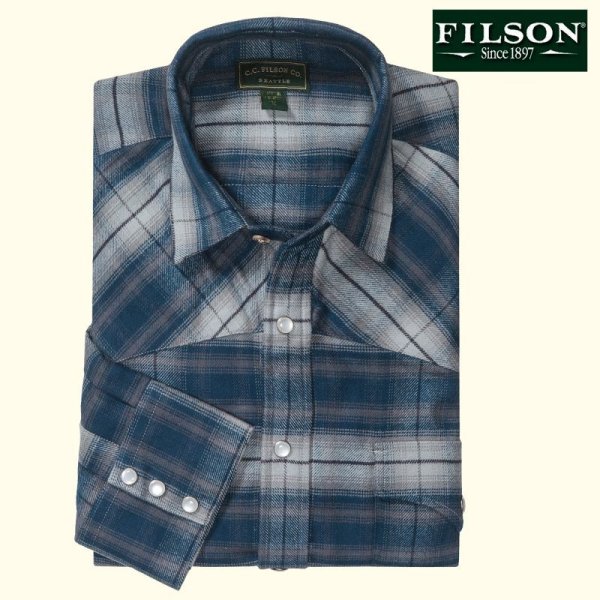 画像1: フィルソン 長袖 フランネル ウエスタンシャツ（ブルーマルチ）/Filson Western Shirt