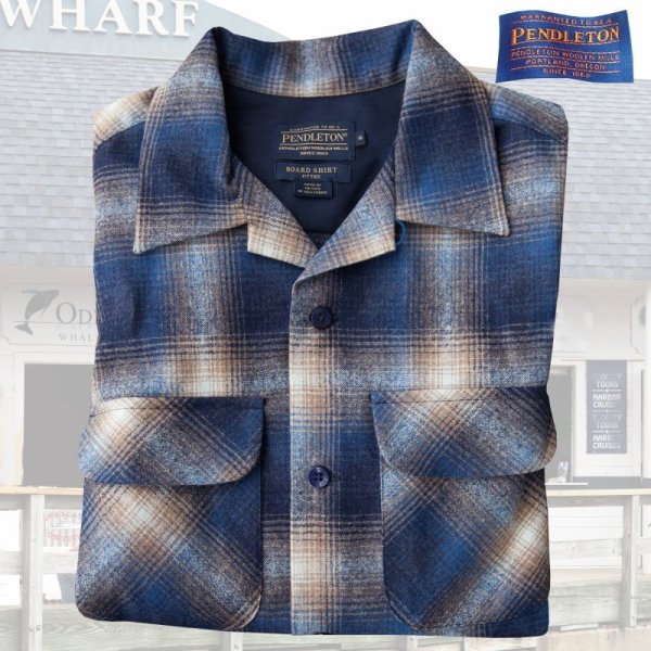 画像1: ペンドルトン ウールシャツ フィッテッド ボードシャツ タン・ブルーオンブレS/Pendleton Fitted Board Shirt