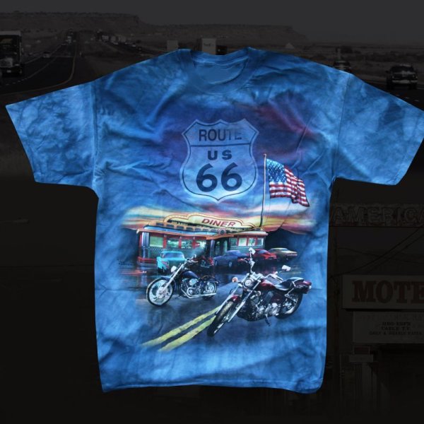 画像1: ルート66 半袖Tシャツ（デニム）/Route66 T-shirt