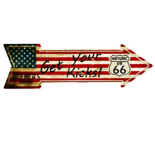 画像クリックで大きく確認できます　Click↓1: アメリカンフラッグ ルート66 アロー メタルサイン/Route 66 Metal Sign