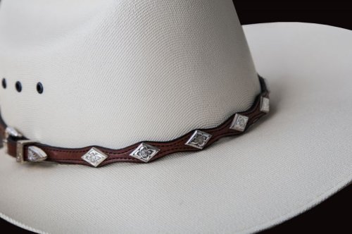 画像クリックで大きく確認できます　Click↓2: レザー ハット バンド（ブラウン・シルバー）/Leather Hat Band(Brown)