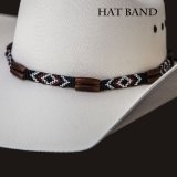 ハット バンド ホースヘアー・ビーズ・ボーン（ブラウン・ブラック）/Hat Band