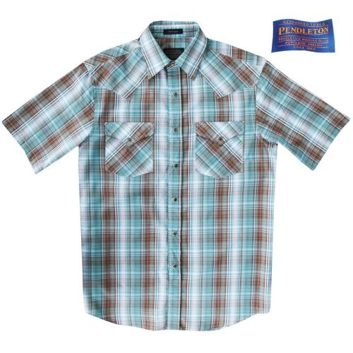 画像クリックで大きく確認できます　Click↓1: ペンドルトン 半袖 ウエスタンシャツ ターコイズ・ブラウン/Pendleton Shortsleeve Western Shirt