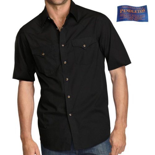 画像クリックで大きく確認できます　Click↓1: ペンドルトン 半袖 ウエスタン シャツ ブラック無地/Pendleton Shortsleeve Western Shirt
