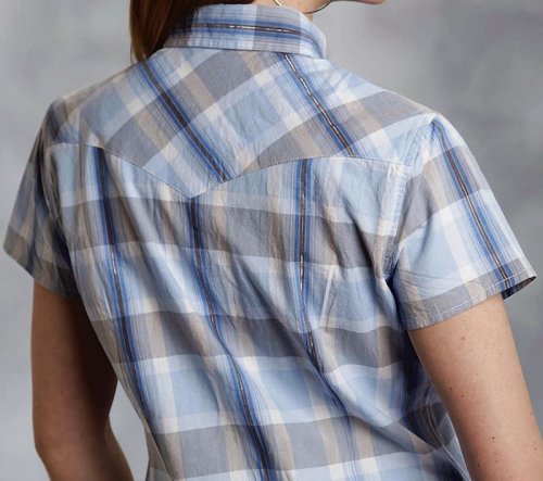 画像クリックで大きく確認できます　Click↓2: 半袖 ウエスタンシャツ ブルー/Western Shirt Short Sleeve(Women's)