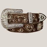 ハート＆ベリー ラインストーン&スタッズ ウエスタン ベルト（ブラウン）/Rhinestone Studs Western Belt(Brown)