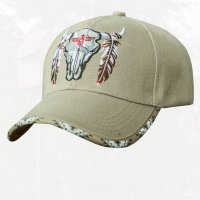 ネイティブプライド キャップ スカル フェザー カーキ/Native Pride Cap Khaki