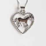 スターリングシルバー ハート＆ホース ネックレス/Sterling Silver Horse Necklace