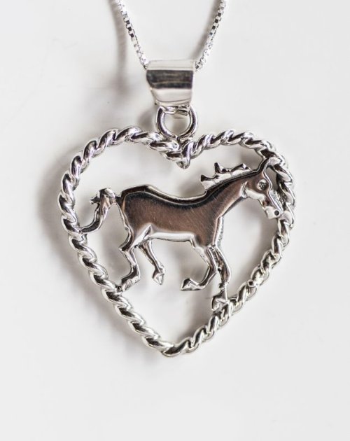 画像クリックで大きく確認できます　Click↓1: スターリングシルバー ハート＆ホース ネックレス/Sterling Silver Horse Necklace