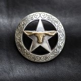 ロングホーン・スター コンチョ 37mm シカゴスクリュー（シルバー&ゴールド）/Concho Chicago Screw(Star)