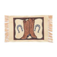 エルパソサドルブランケット ウエスタンランチョンマット（ウエスタンブーツと蹄鉄）/Place Mat