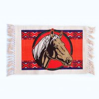 エルパソサドルブランケット ウエスタンランチョンマット（ホース・オレンジ）/Place Mat
