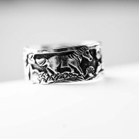 ホーススタイル ナバホ ハンドメイド シルバーリング 16号・17.5号/Navajo Handmade Ring Horse Style