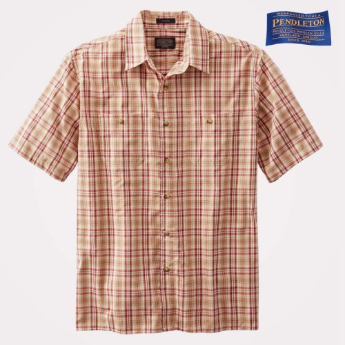 画像クリックで大きく確認できます　Click↓1: ペンドルトン 半袖 シャツ タン・マルーンS/Pendleton Shortsleeve Santiam Shirt
