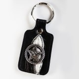 ウエスタン キーホルダー スクエア ブラック（スター&ロープエッジコンチョ・レザー&カウヘアー）/Western Key Fob