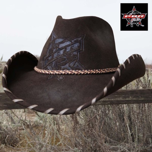 画像1: PBR プロフェッショナル ブルライダース ウール カウボーイ ハット（ブラウン）/PBR Cowboy Hat(Brown)